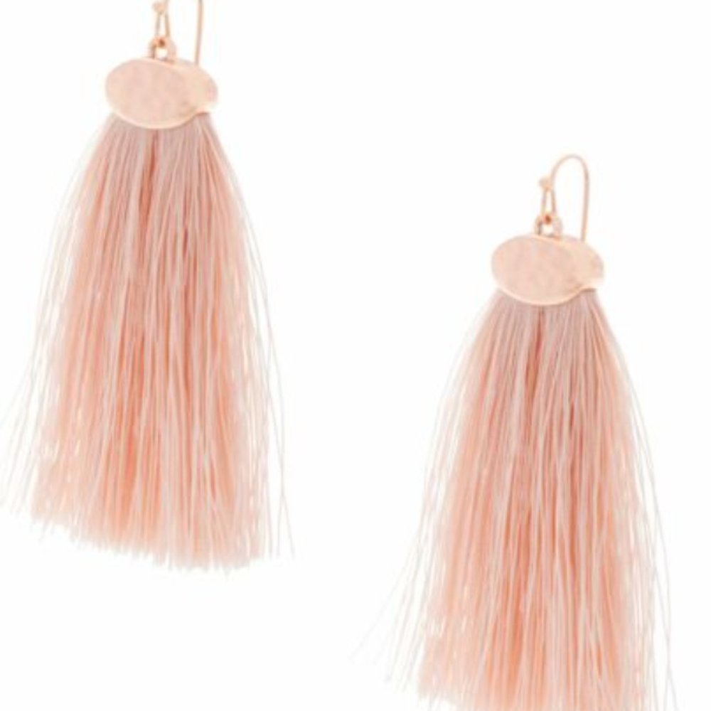 Havana Rosetone Blush Fan Tassel Earrings
